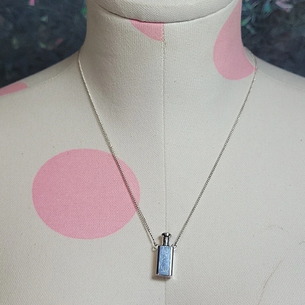 Antique Sterling Silver 925 Mini Perfume Bottle Pendant Necklace